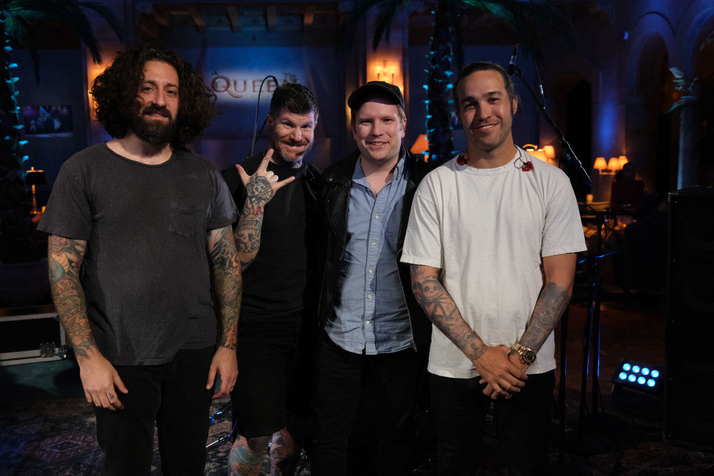 Fall Out Boy Members Patrick Stump, Joe Trohman, Pete Wentz, and Andy Hurley pose in &quot;The Queen Family Singalong&quot;