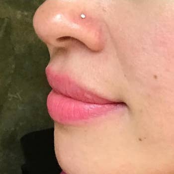 Reviewer wearing the white gold nose stud