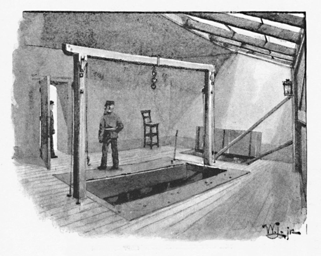 Newgate prison gallows illustration in 1891