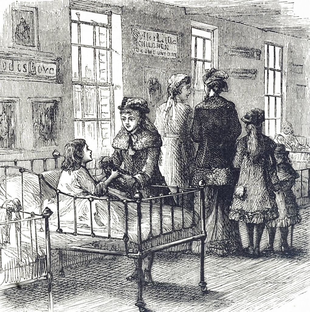 Engraving depicting a children&#x27;s ward in a London hospital.