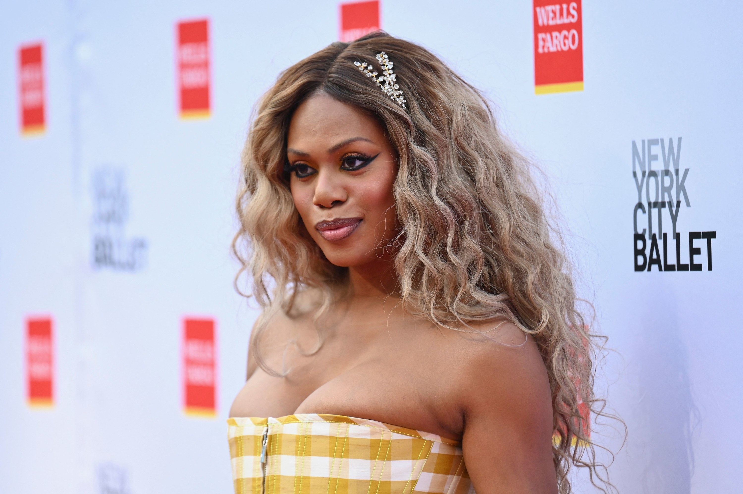 A closeup of Laverne at an event