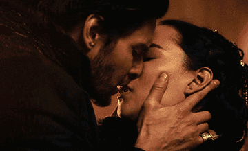 A close up of the Darkling and Alina as they kiss