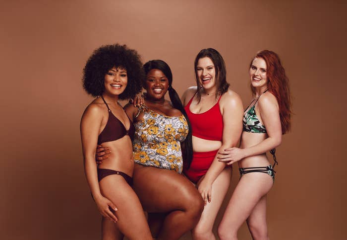 Diverse models smiling of all sizes