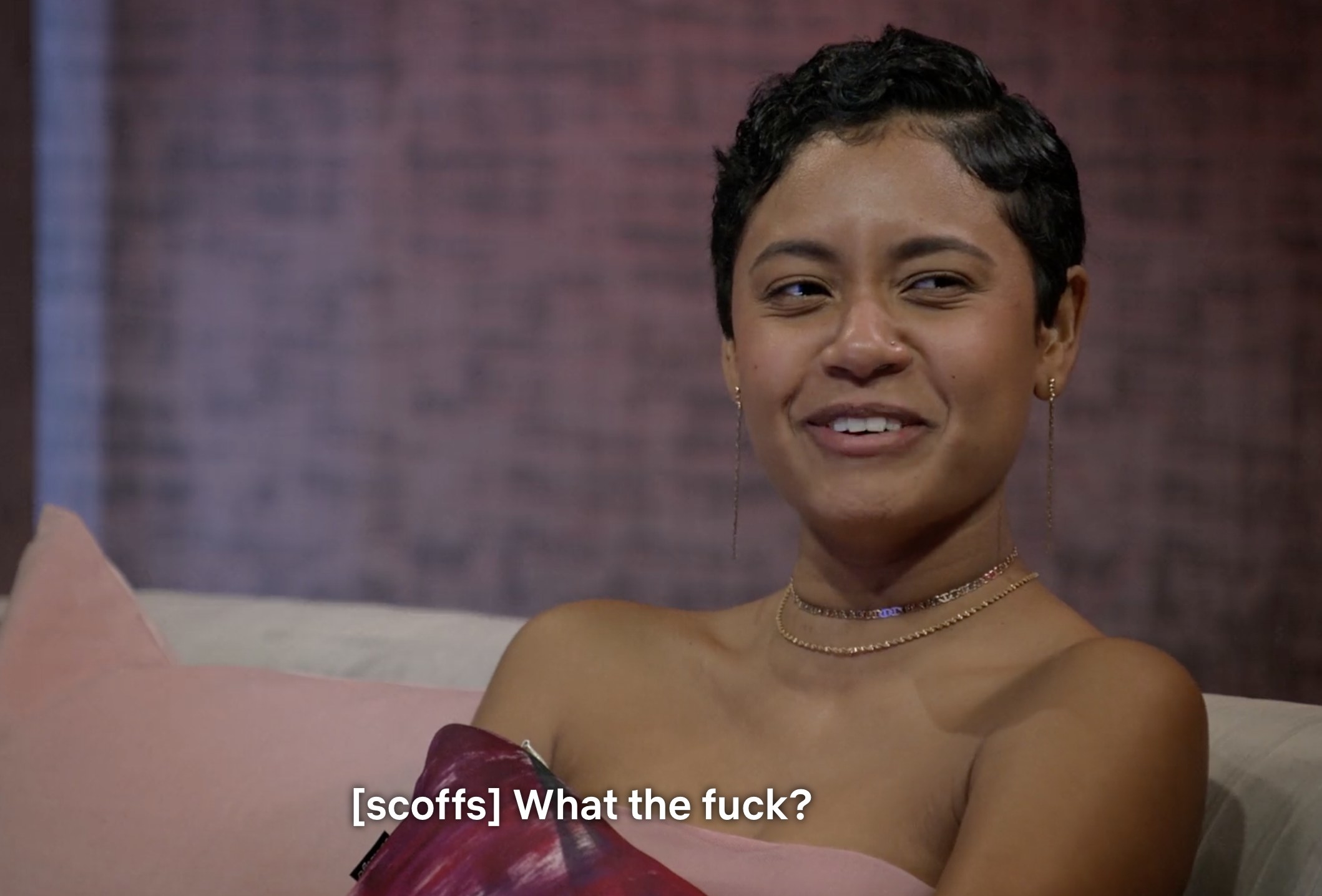 Iyana in a pod on &quot;Love Is Blind&quot; scoffing and saying &quot;what the fuck?&quot;