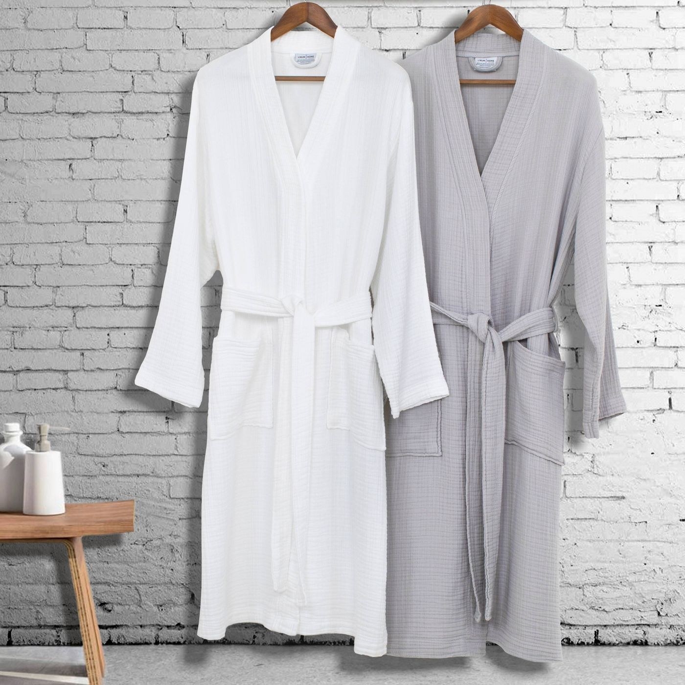 The white and gray hotel spa luxury robes