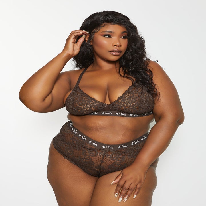 Model wearing lingerie set