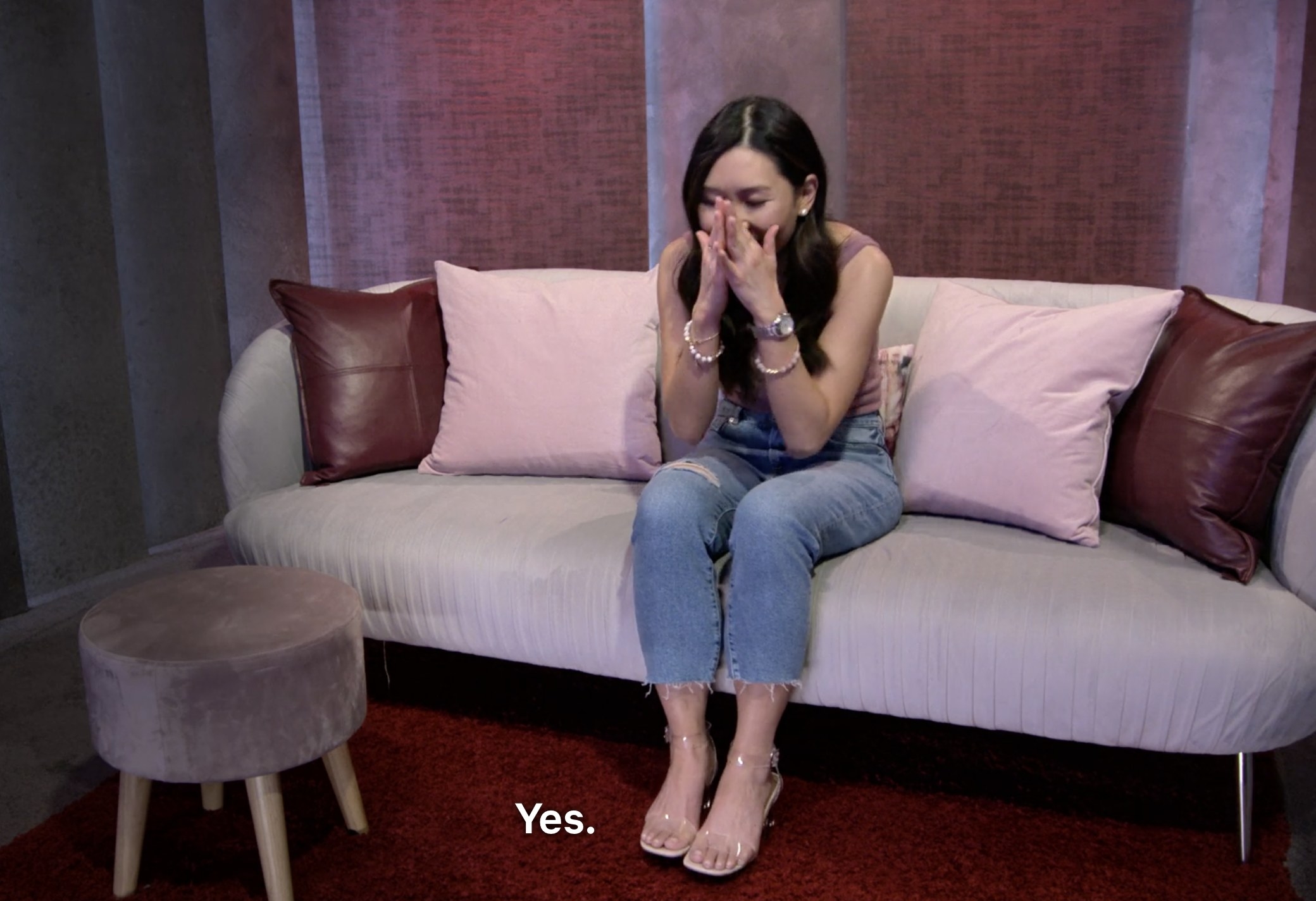 Natalie in her pod saying &quot;yes&quot; to Shayne&#x27;s proposal