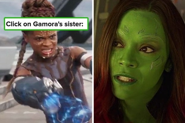 Shuri and Gamora with the caption &quot;click on Gamora&#x27;s sister&quot;