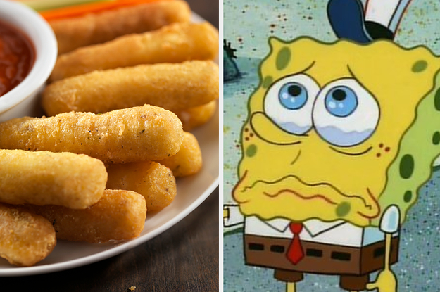 mozzarella sticks and SpongeBob crying