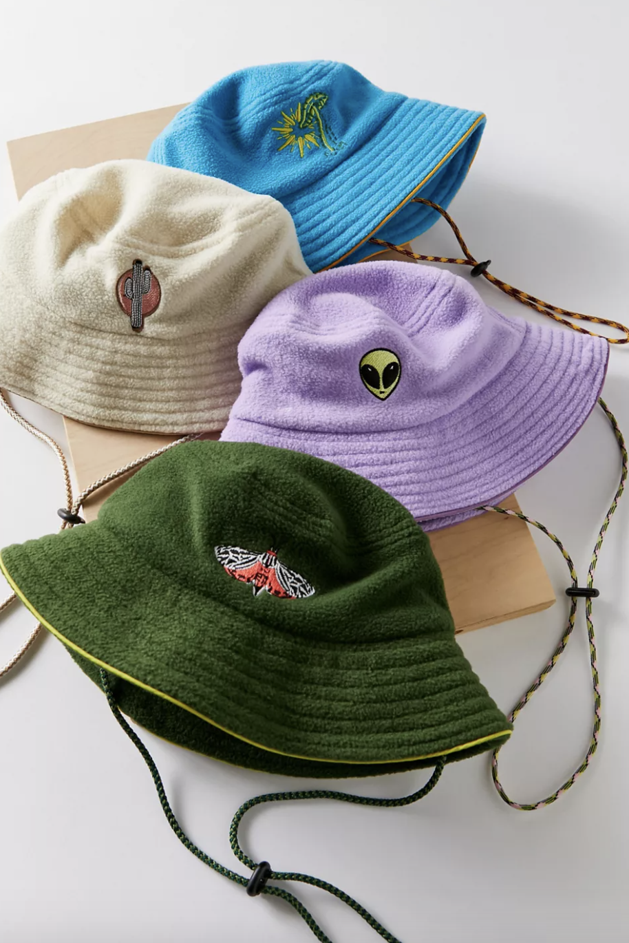 a bunch of different bucket hats