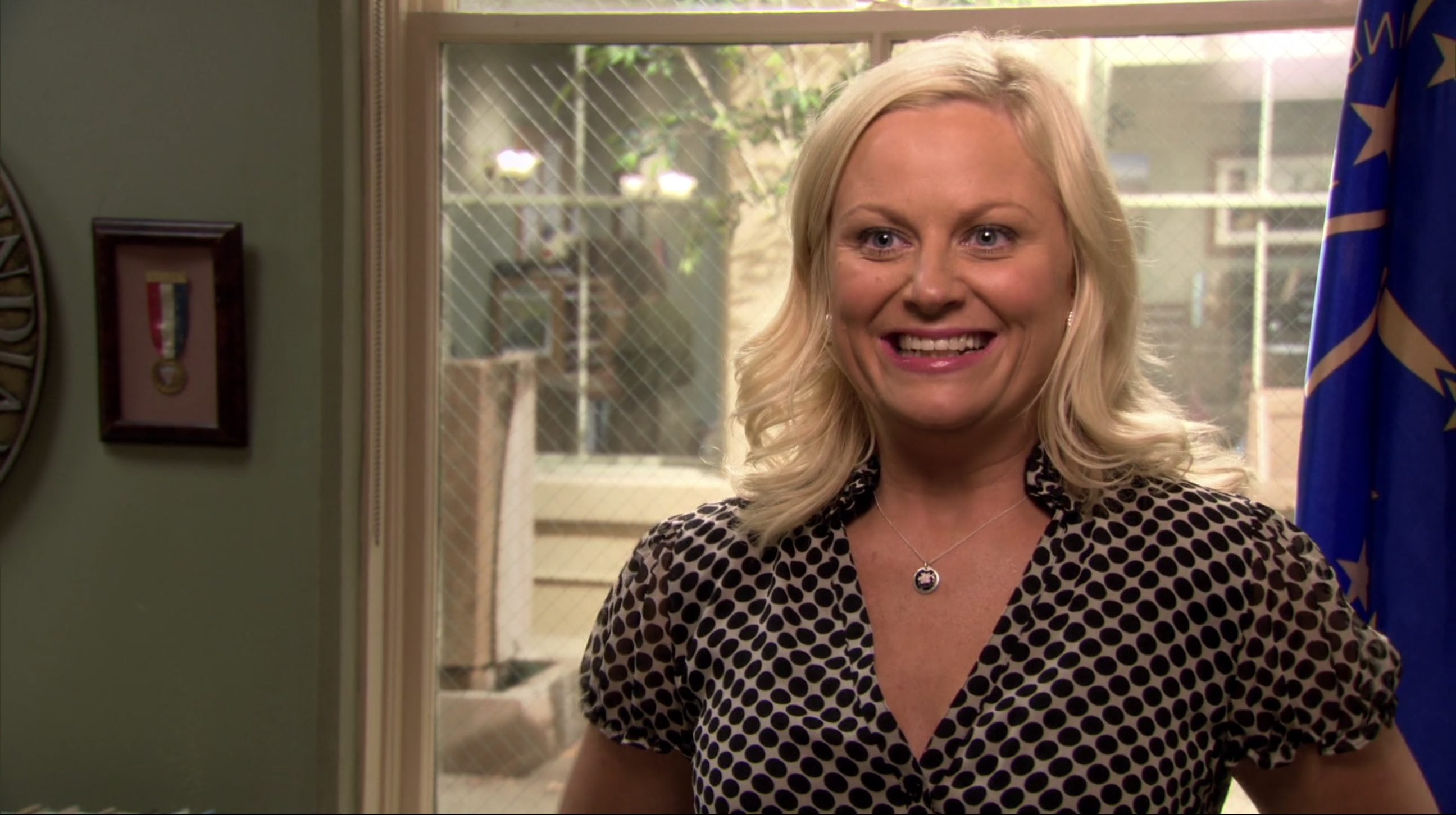 Amy Poehler talks to the camera