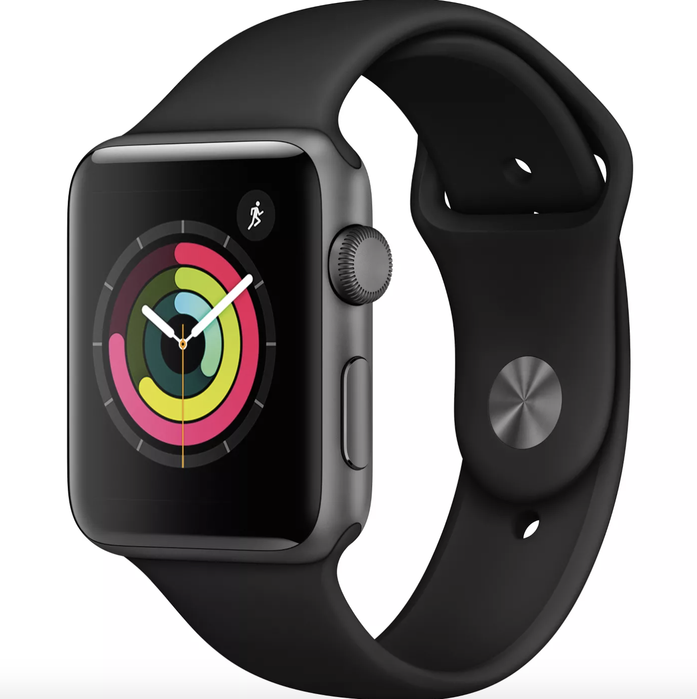 a series 3 apple watch with a black band