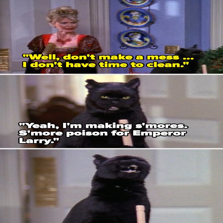 Salem laughs maniacally while making a poisonous potion for Emperor Larry