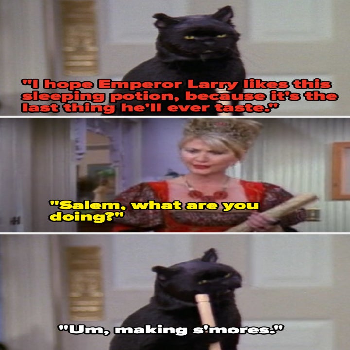 Salem hides the fact that he's brewing poison in a cauldron