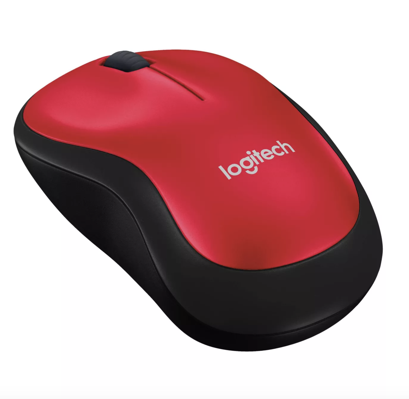 a red and black logitech mouse