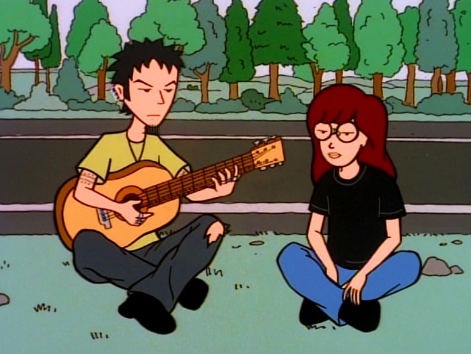 Trent playing acoustic guitar on Daria