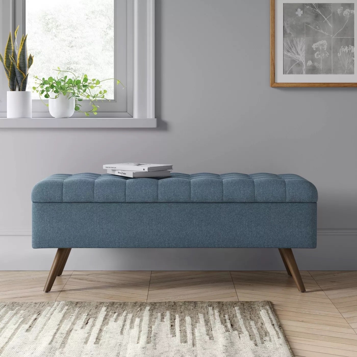 a tufted storage bench