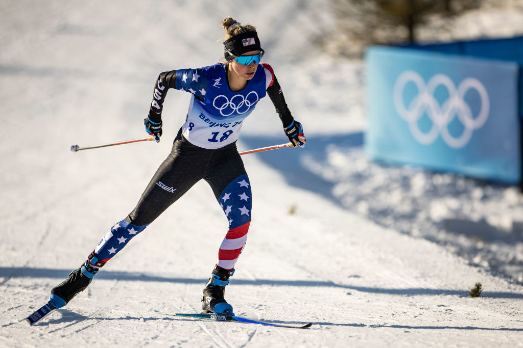 Jessie competing in cross-country skiing: