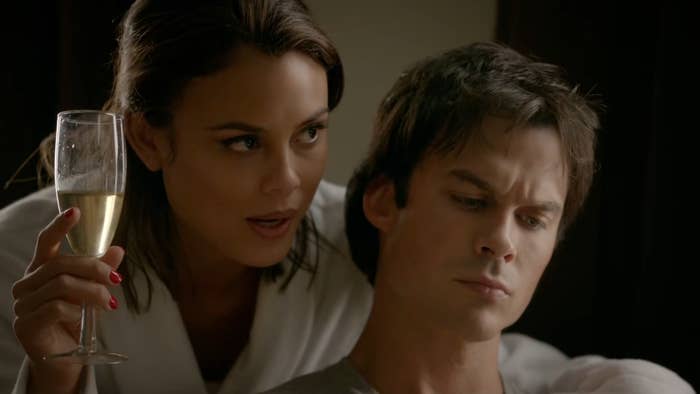 Nathalie Kelley and Ian Somerhalder in a scene