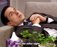 Michael Scott lying on a couch saying &quot;Well, the other night...&quot;