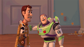 Buzz talking to Woody