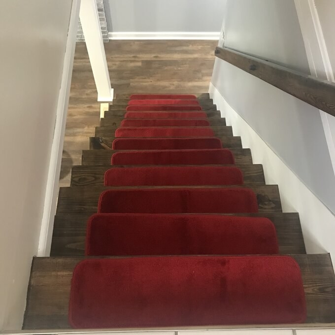 A reviewer&#x27;s image of stair treads on a staircase