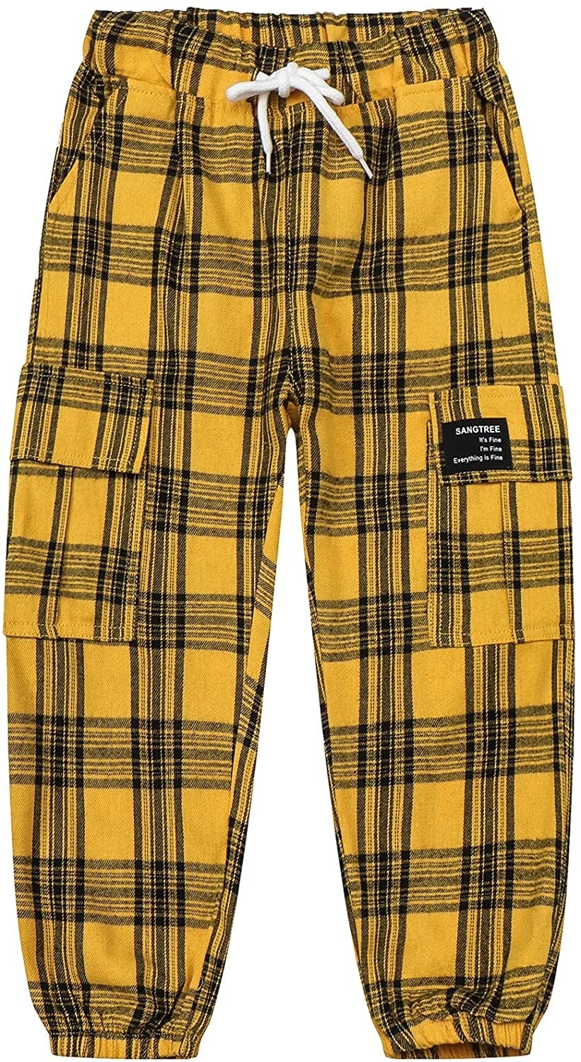 Yellow best sale plaid joggers