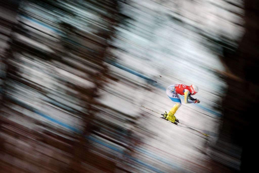 a skier moving at extraordinary speeds in the air