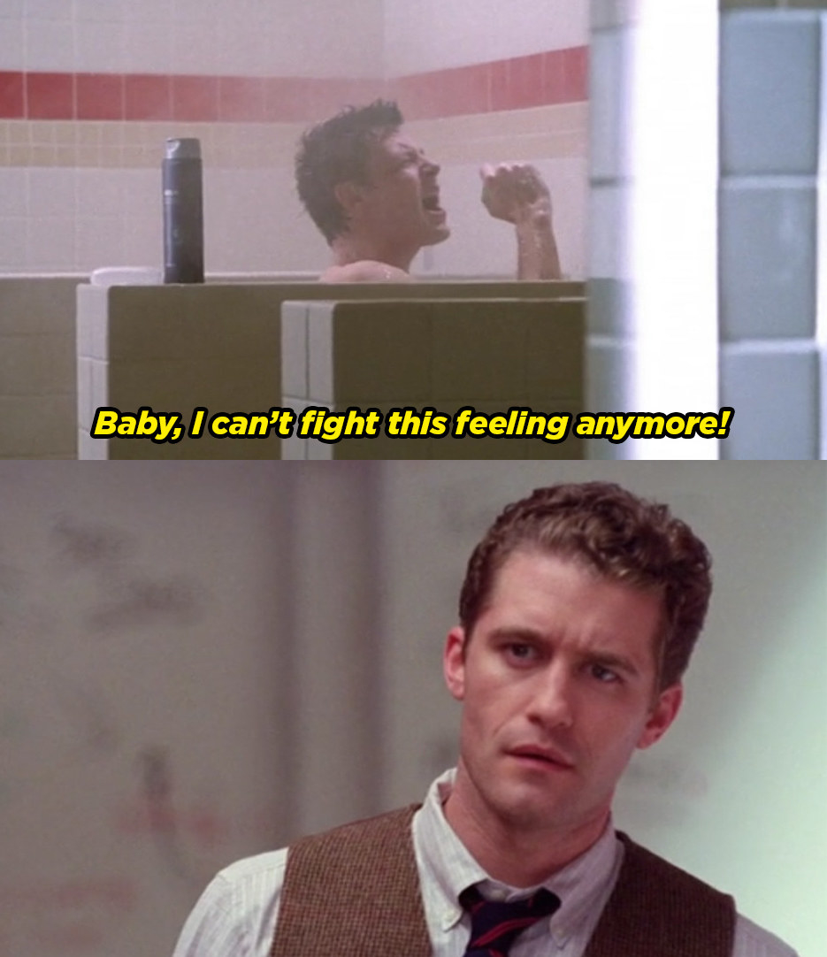 Finn sings &quot;Can&#x27;t Fight This Feeling&quot; in the shower and Mr Schue watches him