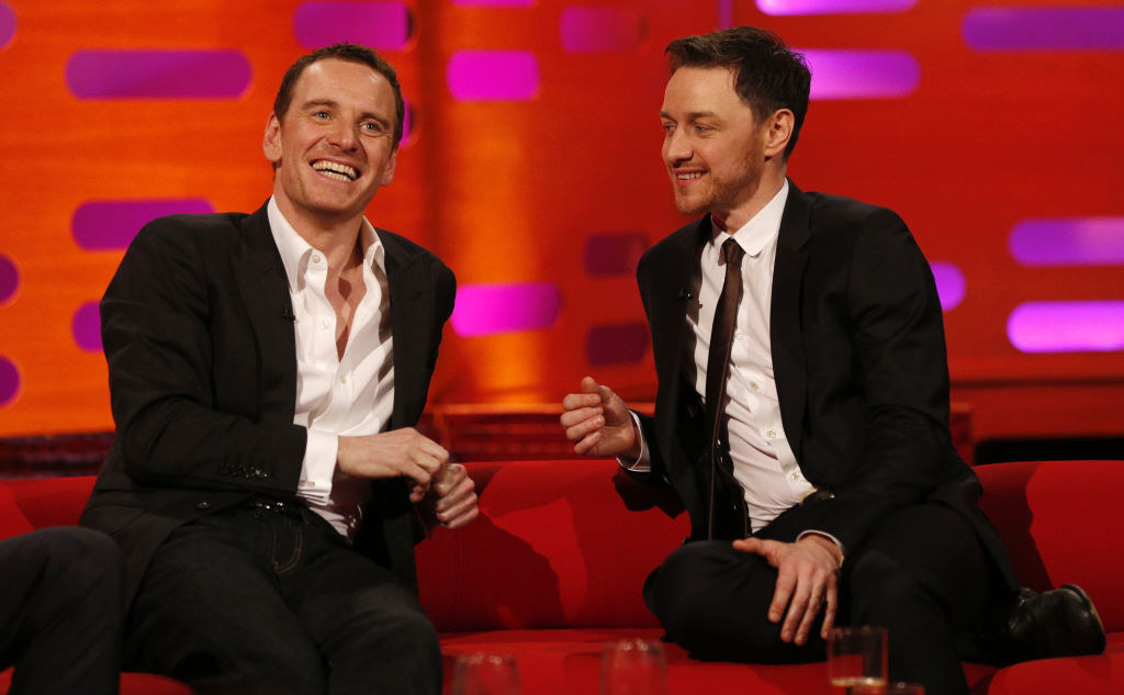 michael fassbender and james mcavoy during the graham norton show