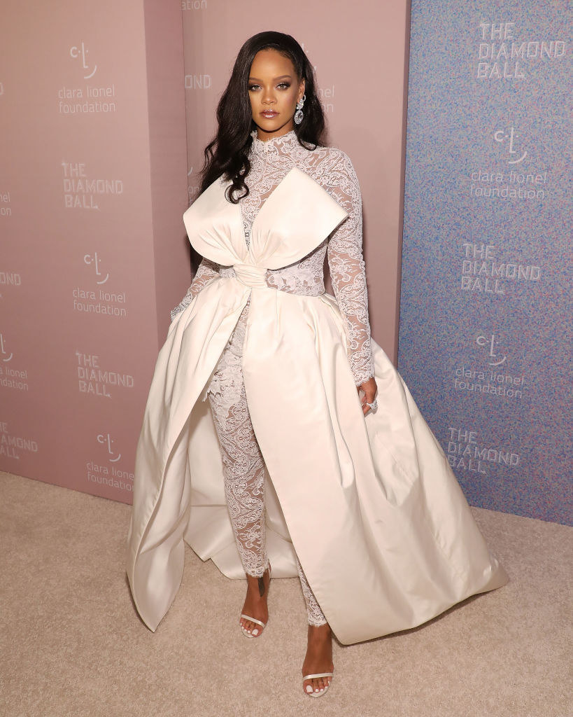 Rihanna posing at her annual Diamond Ball