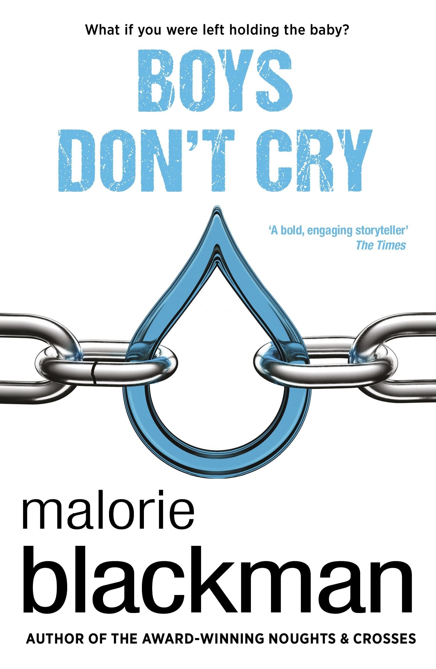 A white book cover, with a chain linked at the bottom, in the middle of the chine in a tear drop.