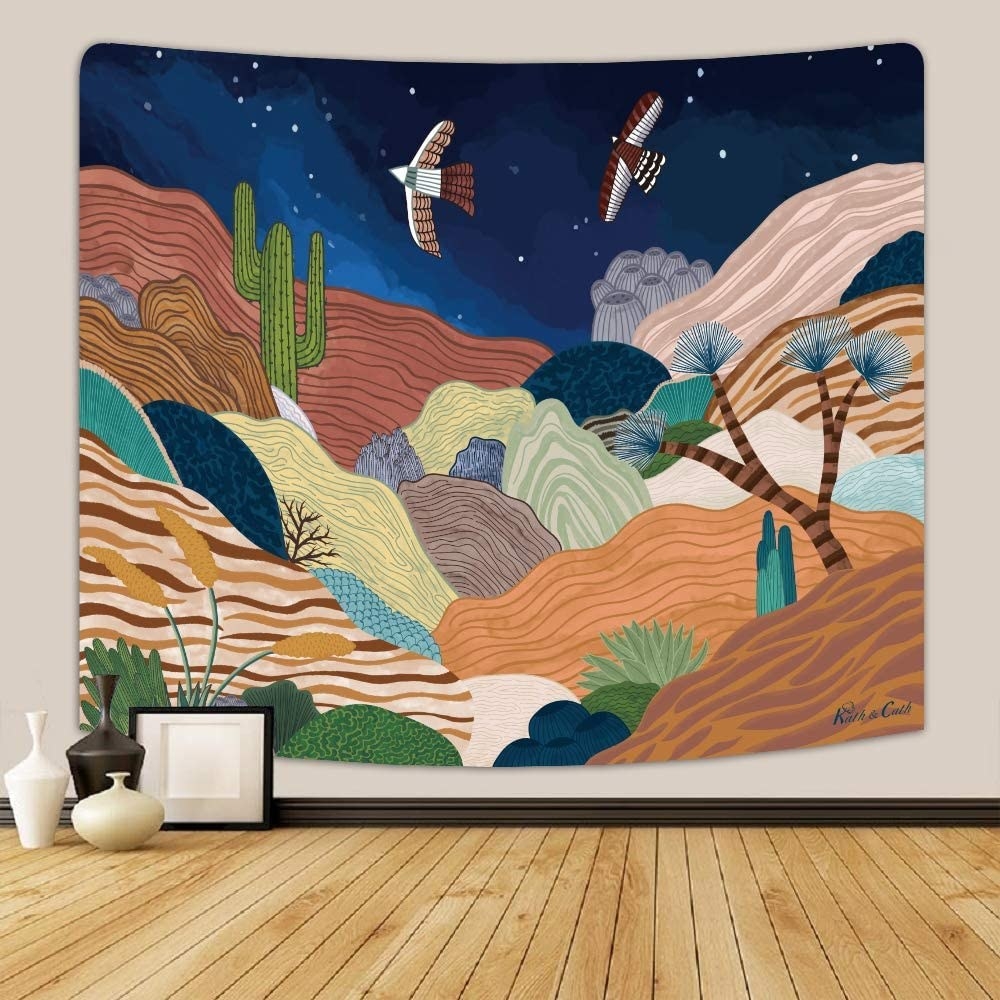 tapiz bohemio con imágenes de montañas