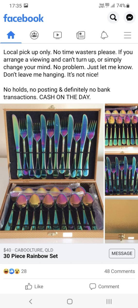 dad facebook ranting to sell the cutlery set his daughter gifted him