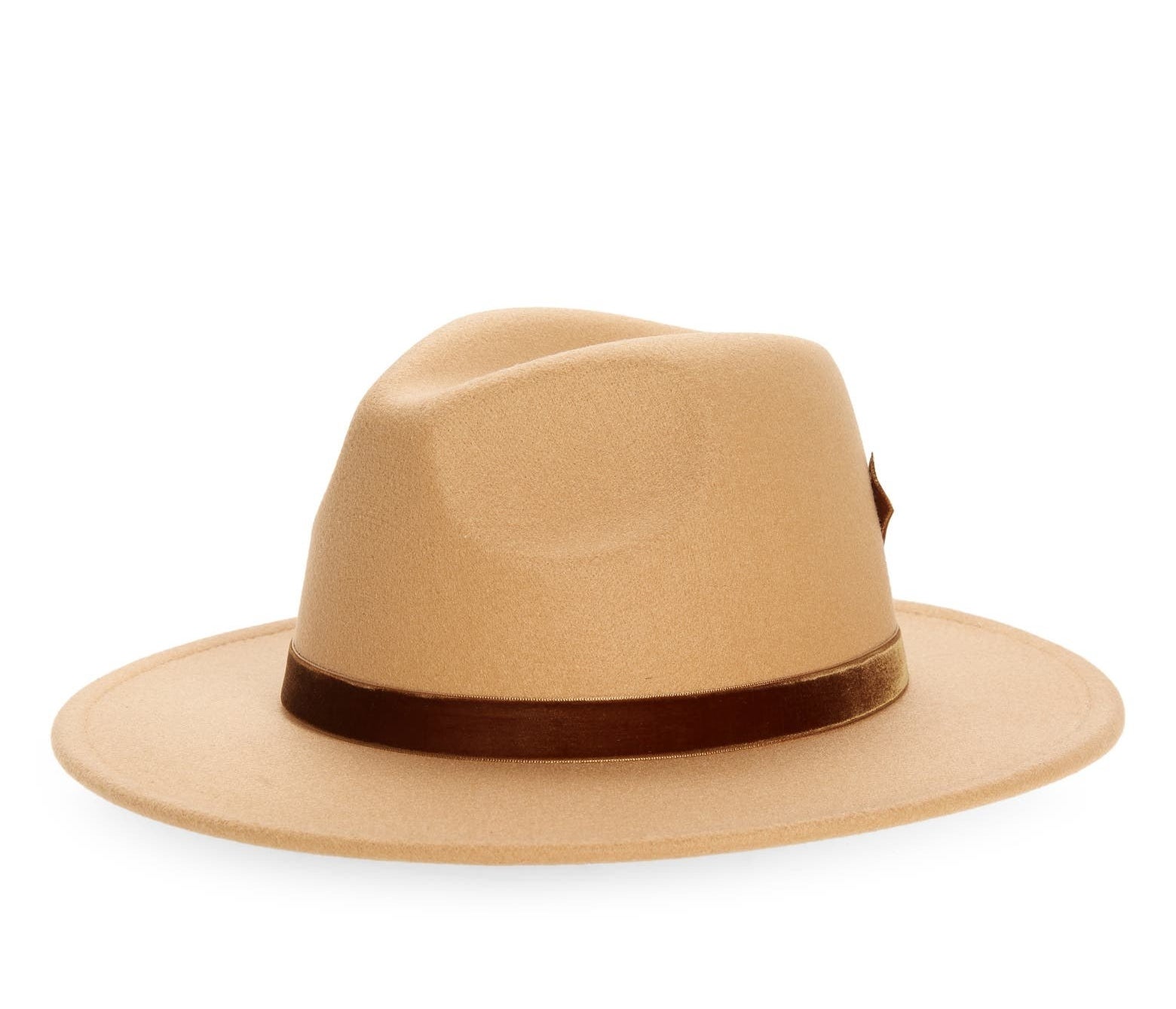 the tan hat with a dark brown middle band