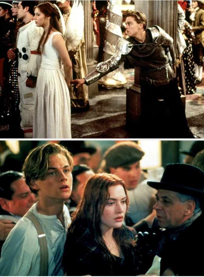 Leonardo DiCaprio reaching for his Juliet in &quot;Romeo &amp; Juliet&quot; and then walking through the ship with Rose in &quot;Titanic&quot;
