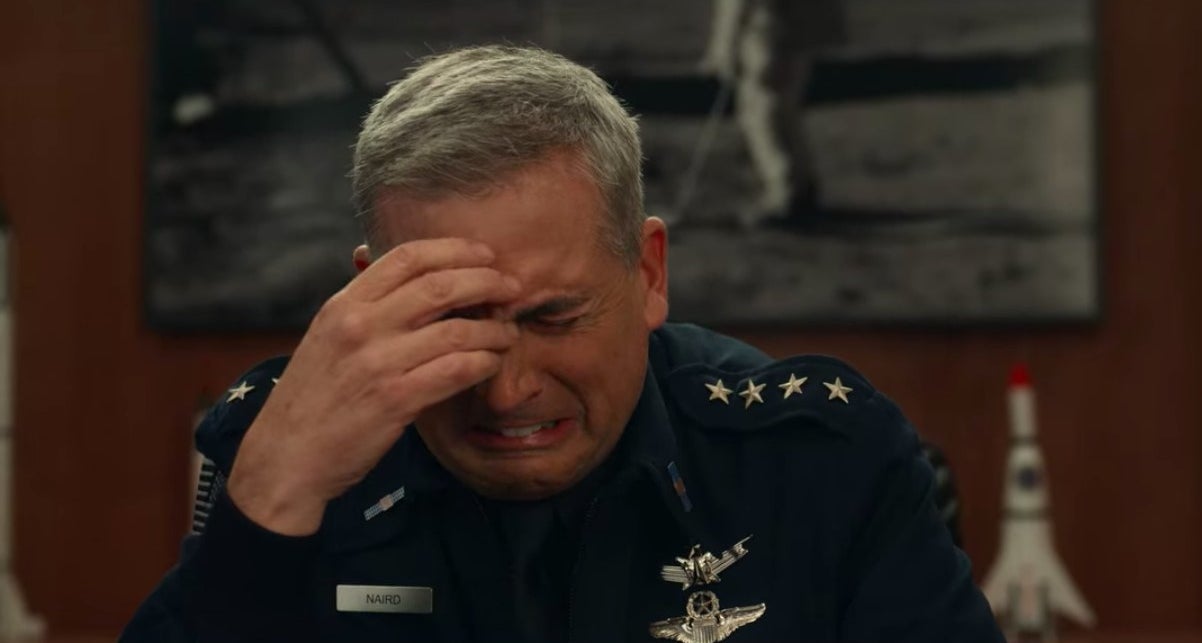 Naird crying in his office in &quot;Space Force&quot;