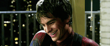 Andrew as Peter Parker laughing