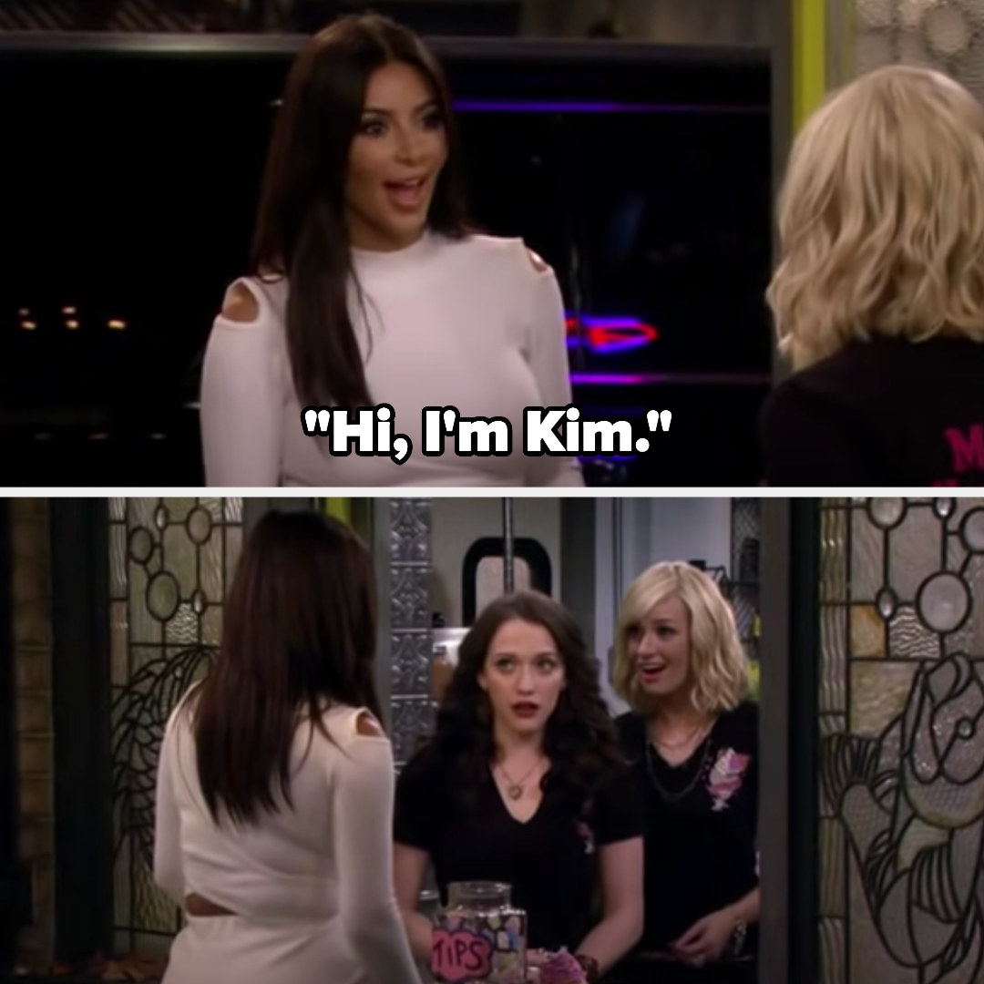 Kim introduces herself to a shocked Max and Caroline