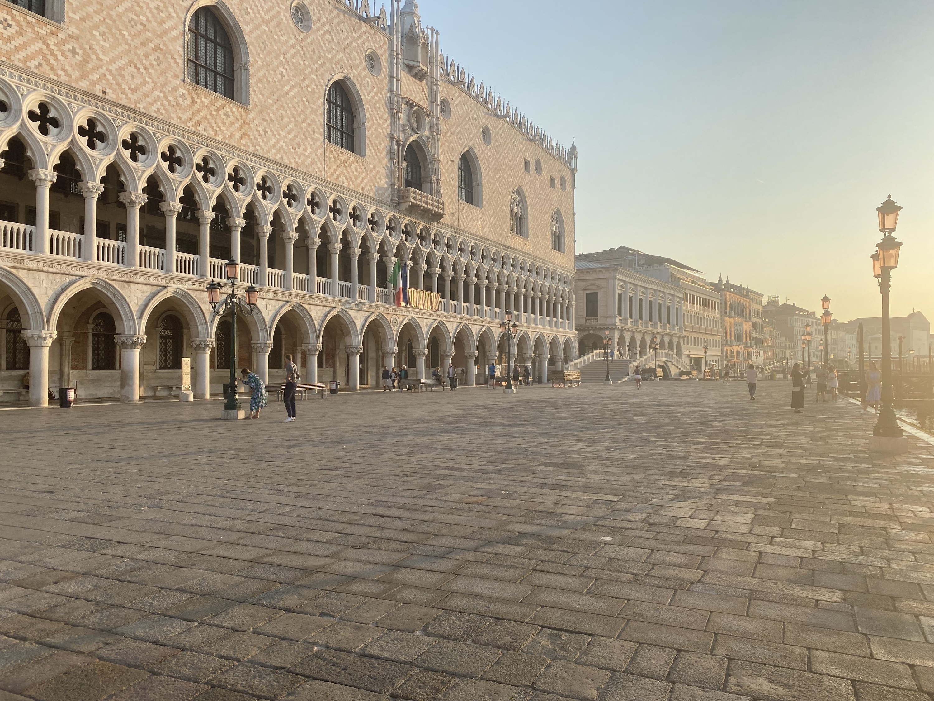 A piazza in Venice at sunrise
