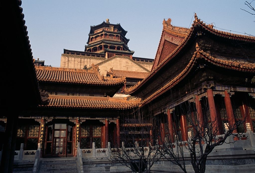 A view of the cloud-dispelling hall at the Summer Palace