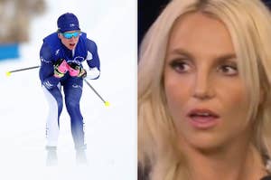britney spears surprise face and the cross country skier