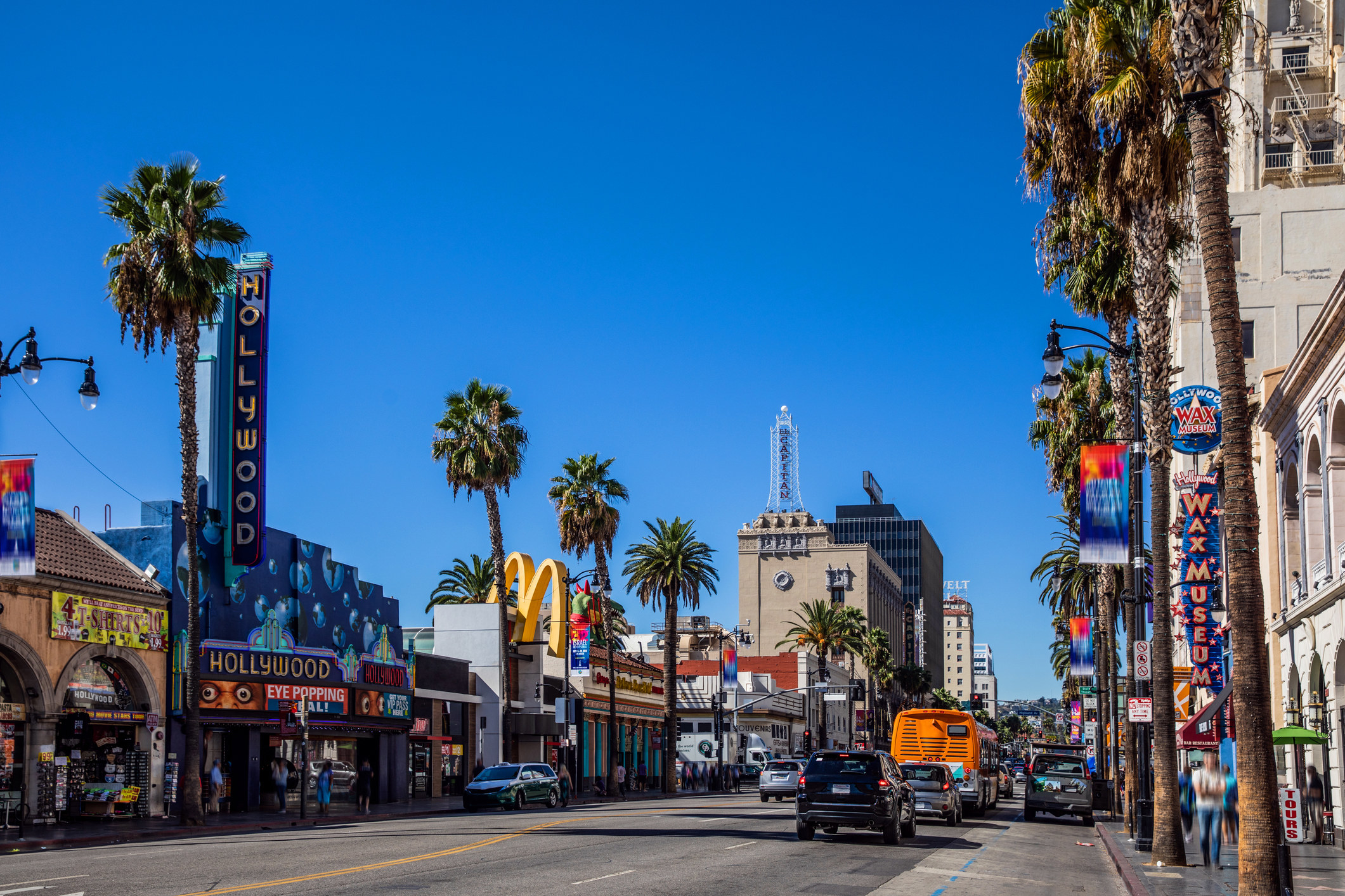 A view down Hollywood Boulevard near the Roosevelt Hotel