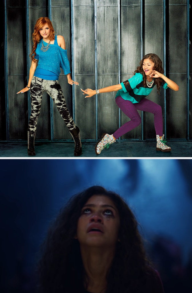 Disney Channel&#x27;s &quot;Shake It Up&quot; stars Bella Thorne as CeCe Jones and Zendaya as Rocky Blue and Zendaya in &quot;Euphoria&quot;