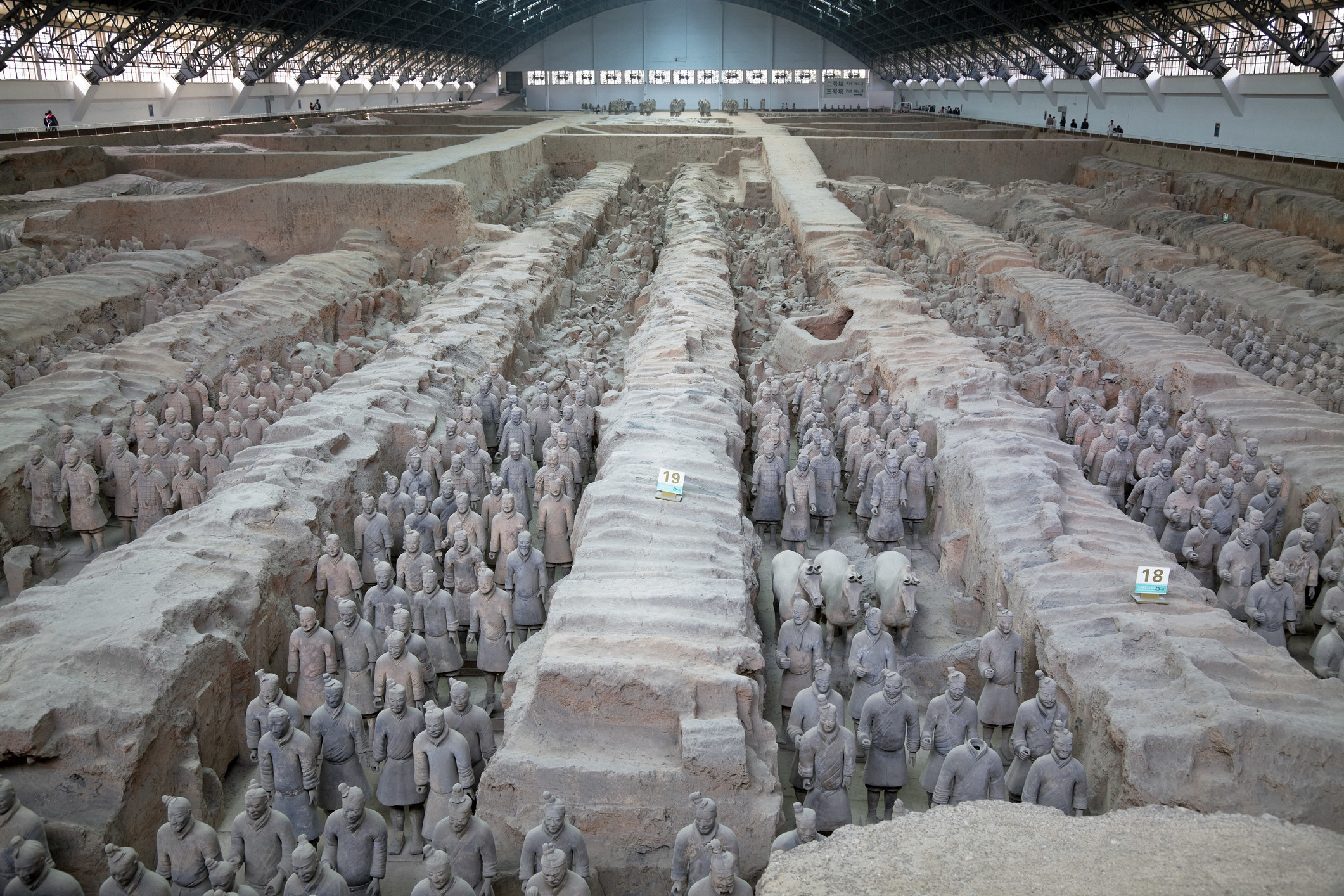 A view of the excavation site with the terracotta warriors