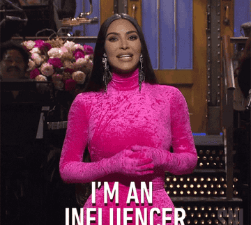 Kim Kardashian saying, &quot;I am an influencer&quot; in her SNL monologue