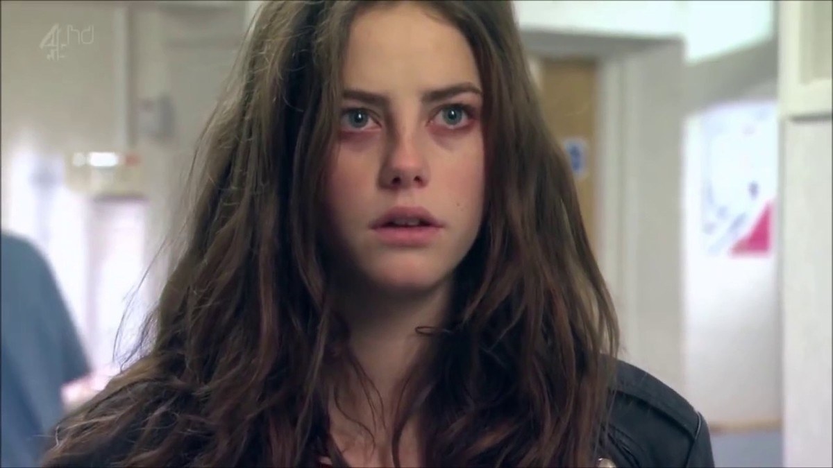 A disheveled Effy looks exhausted during an episode of &quot;Skins&quot;