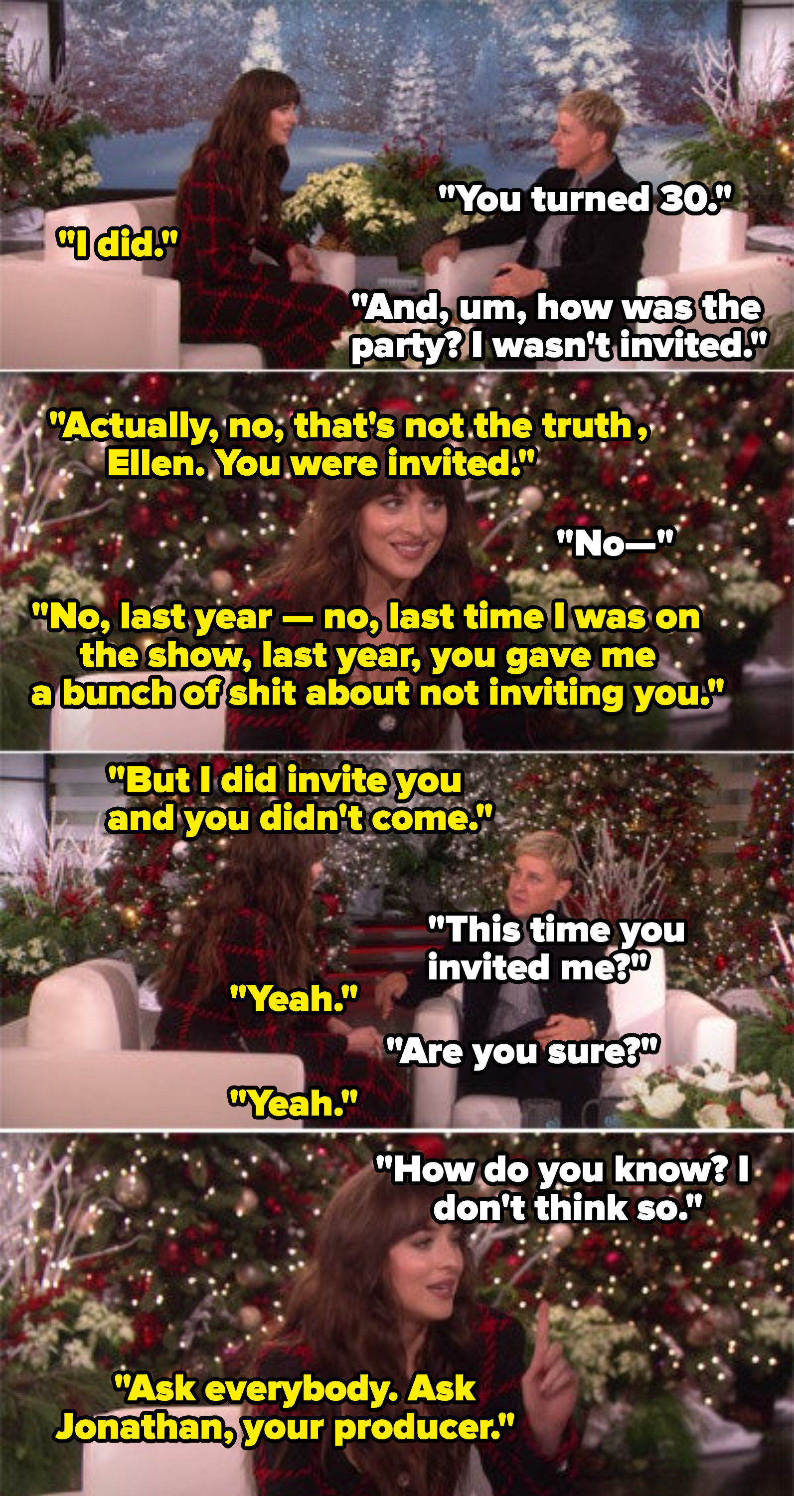 Ellen accusing Dakota of not inviting her to her birthday party
