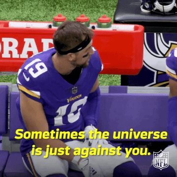 An NFL player on the bench says, &quot;Sometimes the universe is just against you&quot;