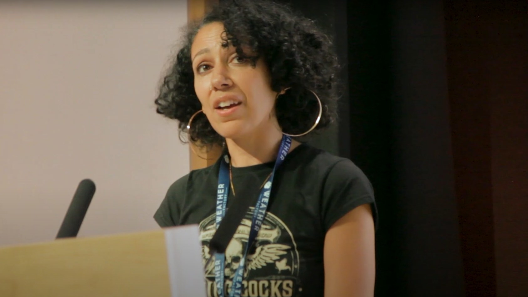 Chella Ramanan giving a talk at AdvX 2018 on Black Panther and Afrofuturism
